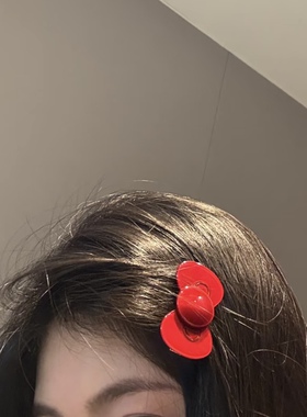 好可爱kitty红色蝴蝶结醋酸发夹子 韩系甜美百搭碎发夹侧边发卡女