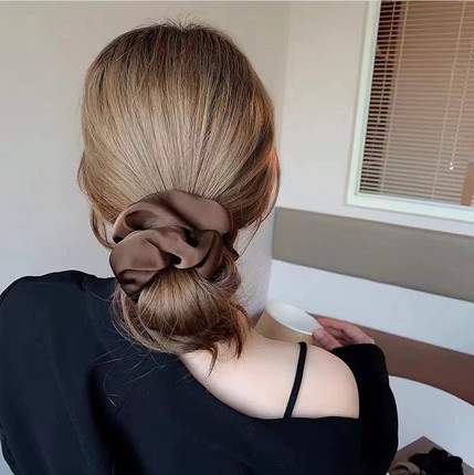 美炸！光泽感缎面大肠发圈韩系不伤发黑咖红复古发绳低丸子头绳女