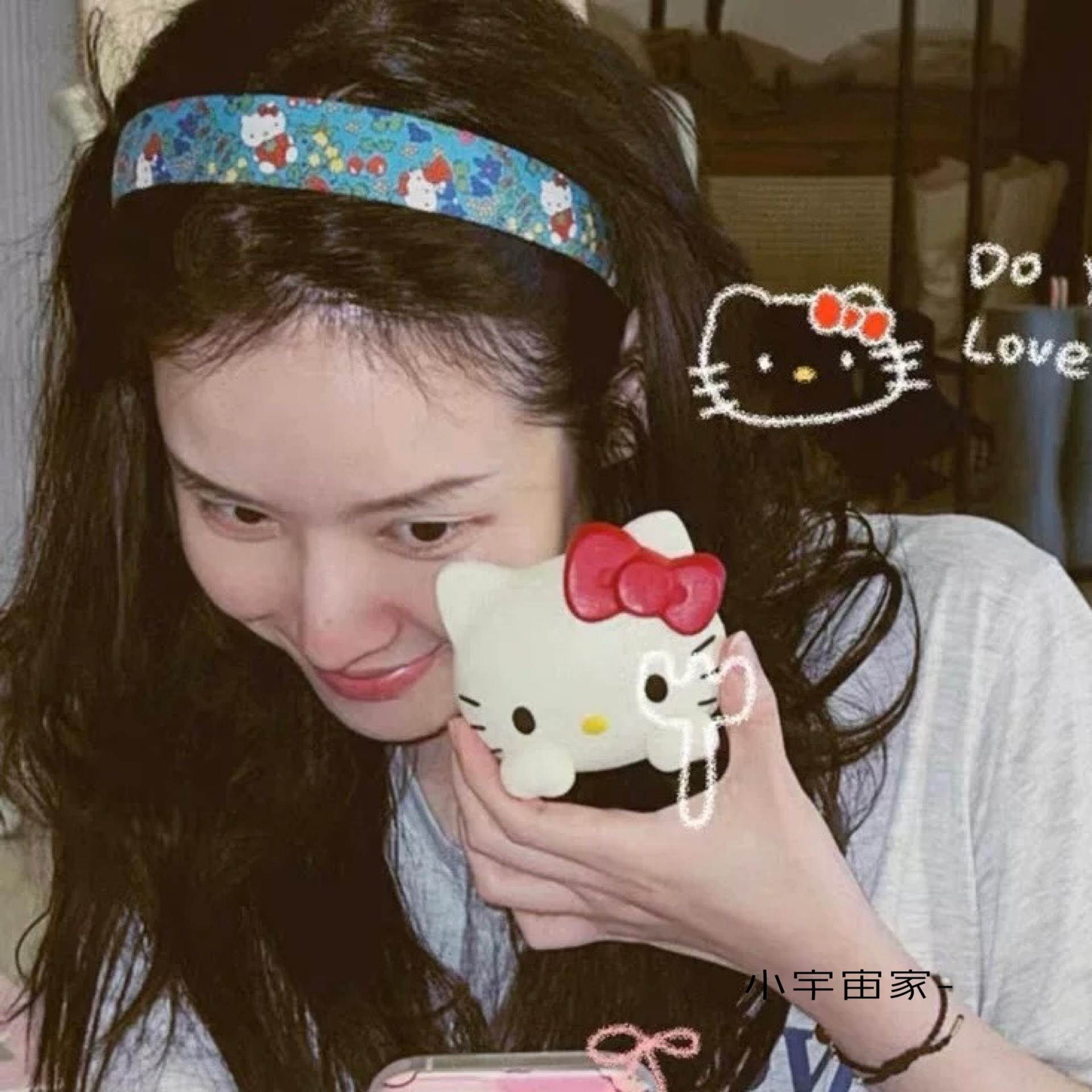 夏日清新kt猫碎花发箍复古甜美少女百搭头箍外出高颅顶发卡高级感