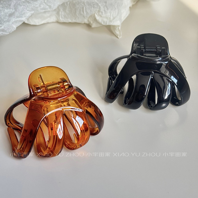 适合发量多！法式复古大肚抓夹加宽鲨鱼夹长齿八爪南瓜发夹结实女