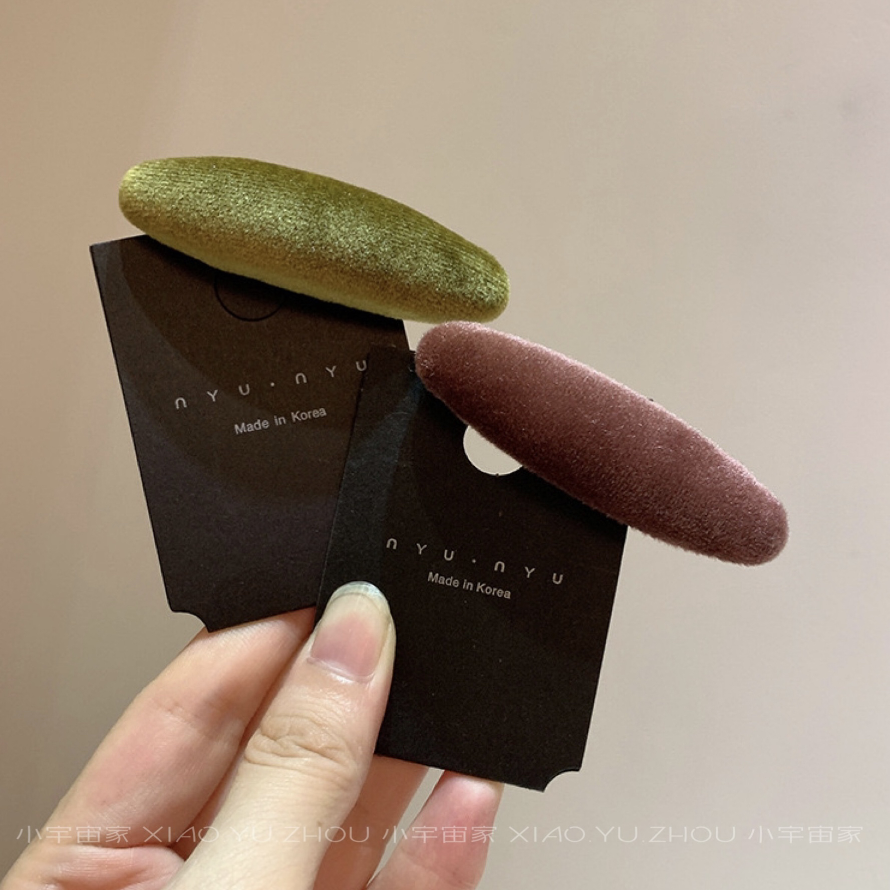 法式丝绒椭圆发夹显白面包刘海夹