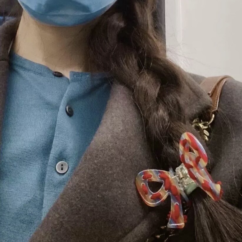 超仙彩色格纹蝴蝶结醋酸抓夹中号可爱半扎发夹韩系少女鲨鱼夹发饰