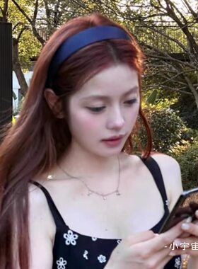 超美藏蓝发箍！耳朵仔子同款缎面发箍法式学院少女复古薄款头箍女