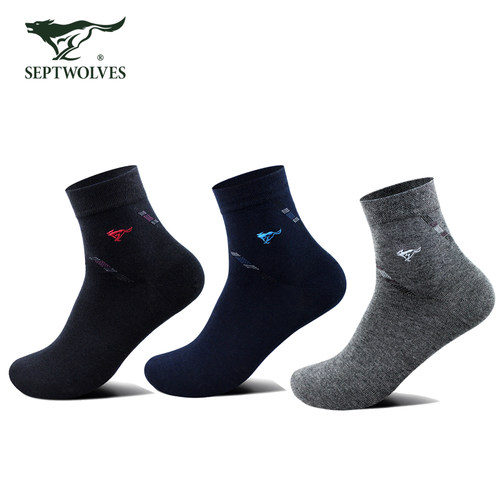 七匹狼男中筒袜精梳棉休闲男袜