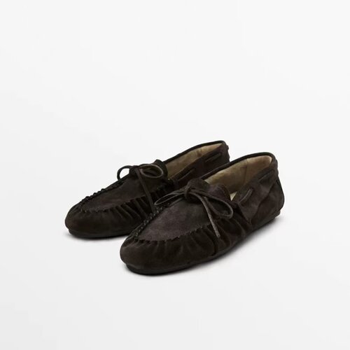 MD真皮反绒平底一脚蹬乐福女鞋