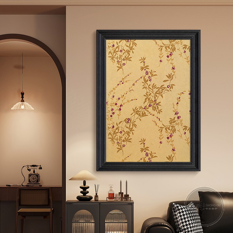 法式中古风富贵植物花卉客厅装饰画酒店玄关挂画宋代美学手绘油画图片