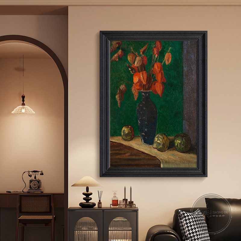 抽象静物花卉客厅卧室手绘油画酒店玄关美式中古风挂画轻奢装饰画图片