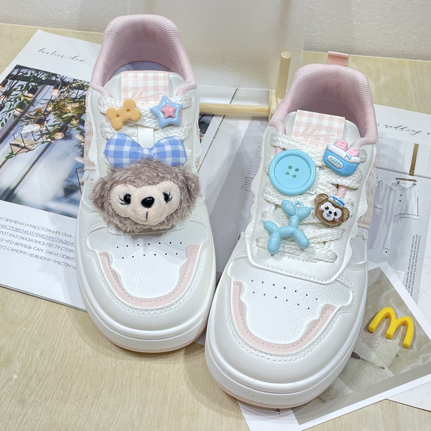 卡通可爱小熊毛绒鞋带扣