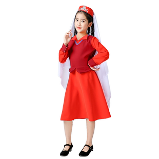 儿童俄罗斯舞蹈服装塔塔尔族表演服饰柯尔克孜民族演出服饰男女童