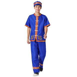 苗族服装男壮族舞蹈服装演出服少数民族彝族傣族白族马甲餐厅服务