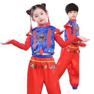 小荷风采儿童喜庆扭秧歌服中国范风梦娃舞蹈演出服吉祥娃娃表演服