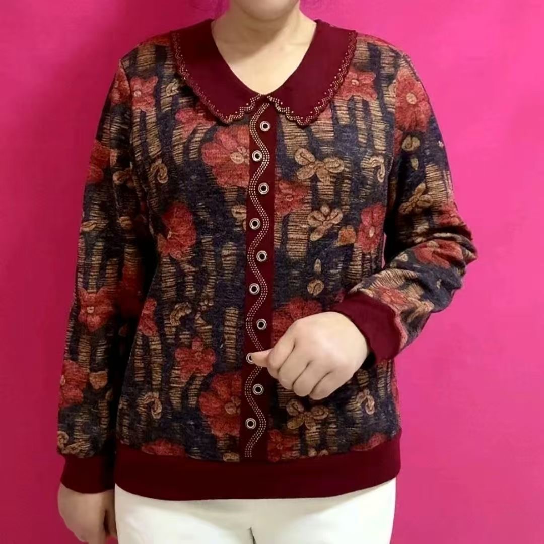 时尚百搭娃娃领印花上衣