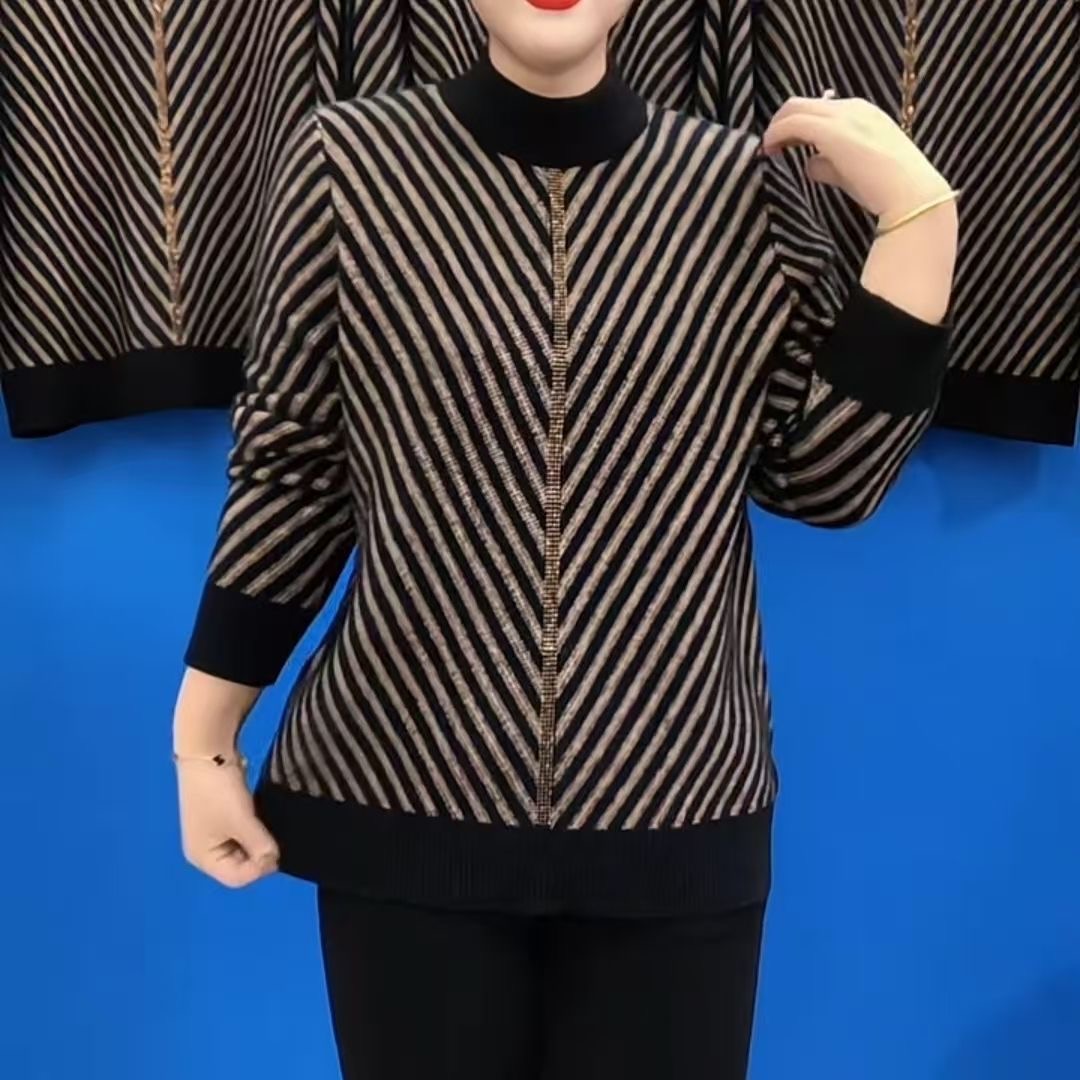 时尚条纹毛衣女秋冬新款