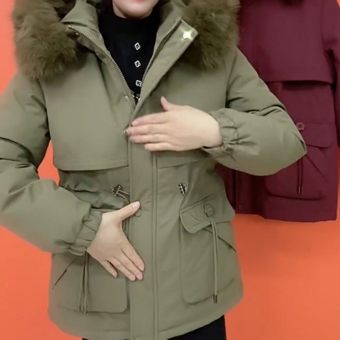 毛领派克服女中长款加绒