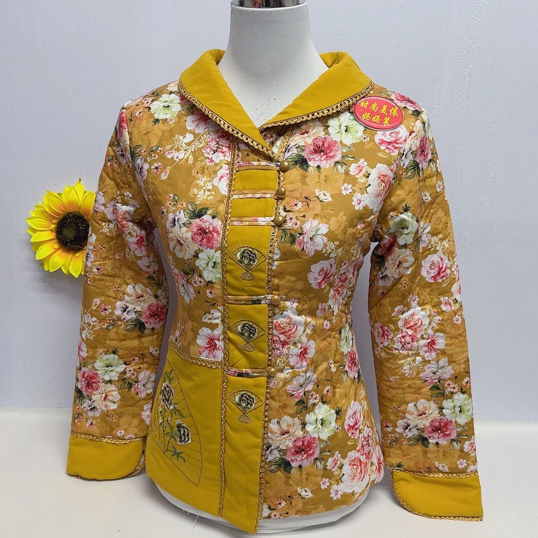 秋冬新款刺绣短款覆古小棉袄宽松显瘦中老年妈妈百搭棉服唐装女装