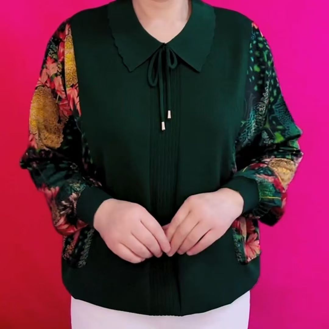 妈妈新款春夏方领拼接焦