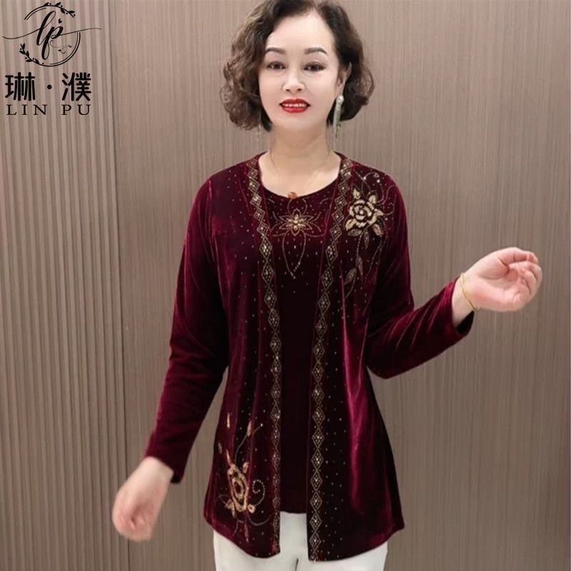 妈妈装春秋装婚礼金丝绒2