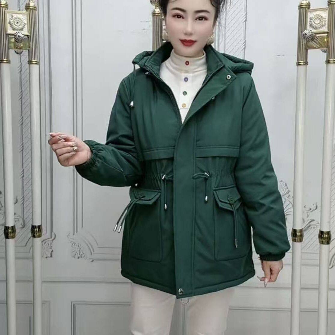 加绒纯色加厚克服风衣棉