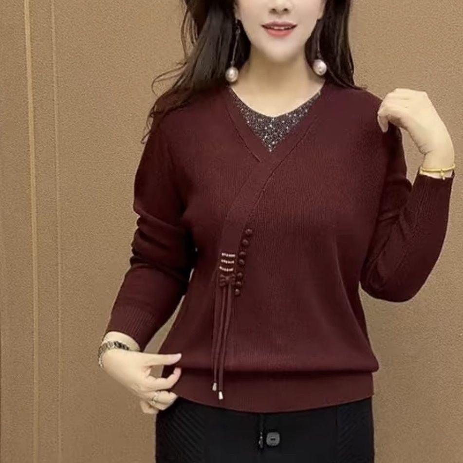 2025新款V领针织衫女长袖