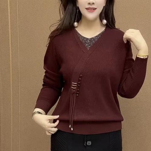2025新款V领针织衫女长袖