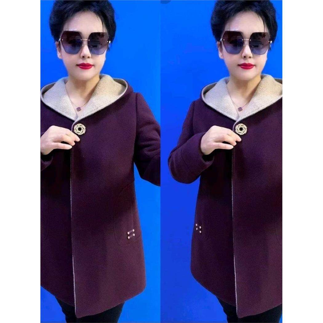 高档妈妈时尚女装连帽大衣中老年秋冬新款洋气中长款毛呢外套上衣,女装/女士精品,常规大码外套,淘宝优惠券,粉丝福利购,淘宝优惠卷