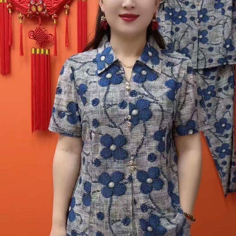 夏季新款气质翻领洋派花
