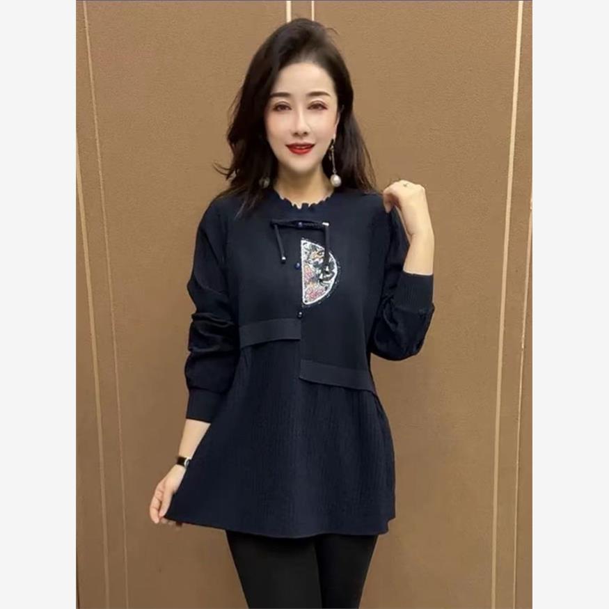 妈妈秋装绿色中式女长款
