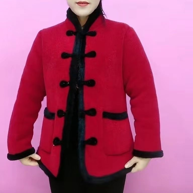 中国风盘扣外套女加绒加