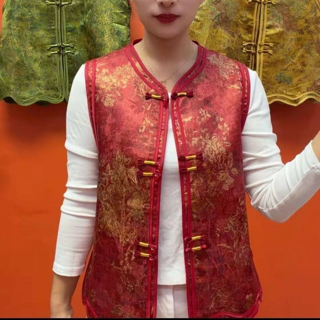 妈妈春装国风缎面新款无