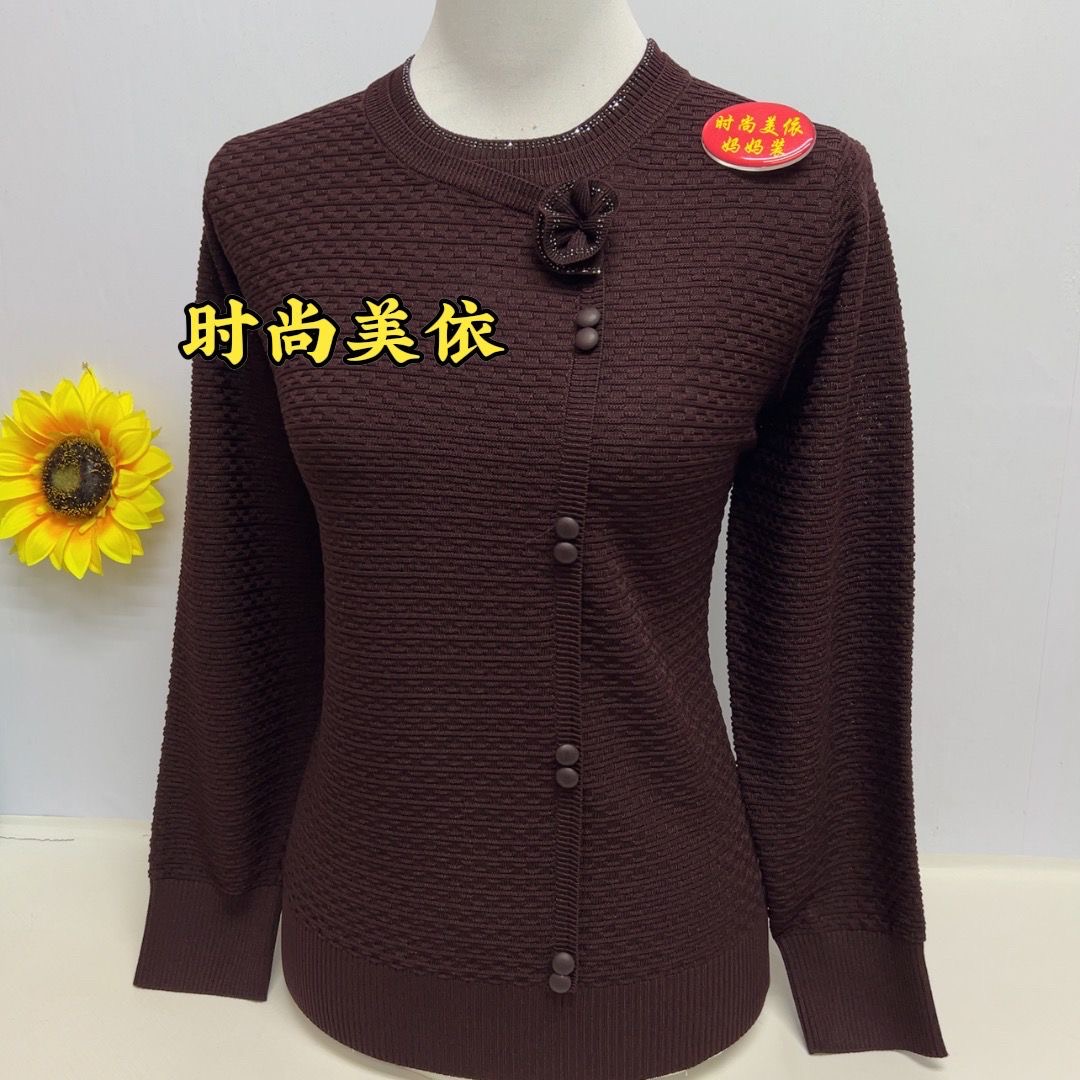 蝴蝶结风圆领针织开衫女