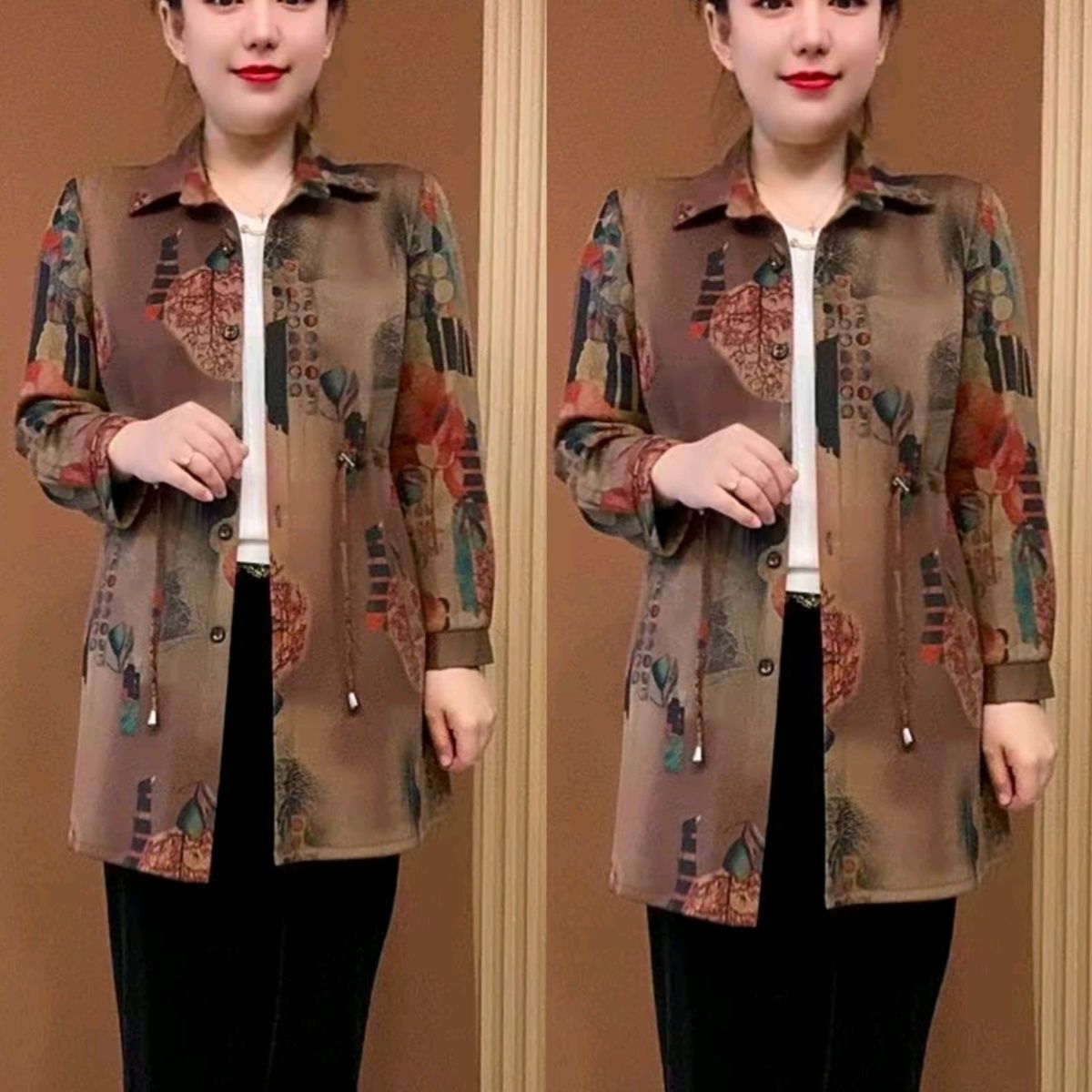 妈妈春秋时尚中长款外套