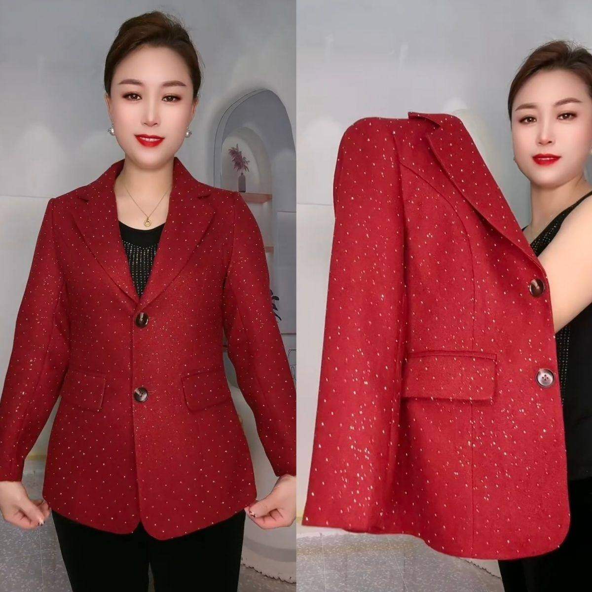 西装外套亮闪闪春秋时尚洋气西服修身气质上衣显瘦新款女士百搭,女装/女士精品,常规大码外套,淘宝优惠券,粉丝福利购,淘宝优惠卷