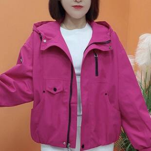 连帽休闲小个子外套上衣春季 宽松短款 2026冲锋衣时尚 新款