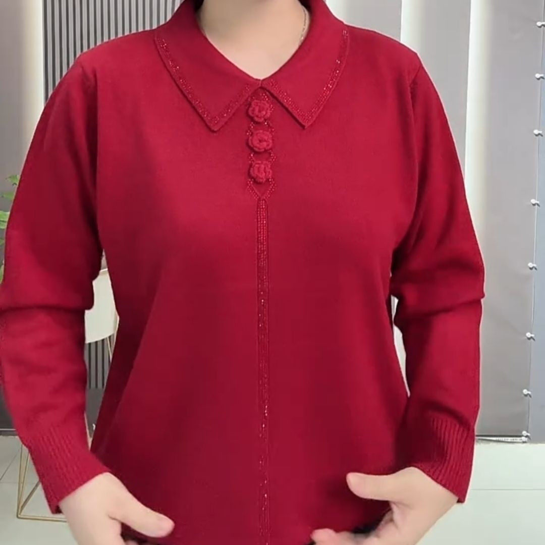 秋冬新款花朵妈妈百搭翻