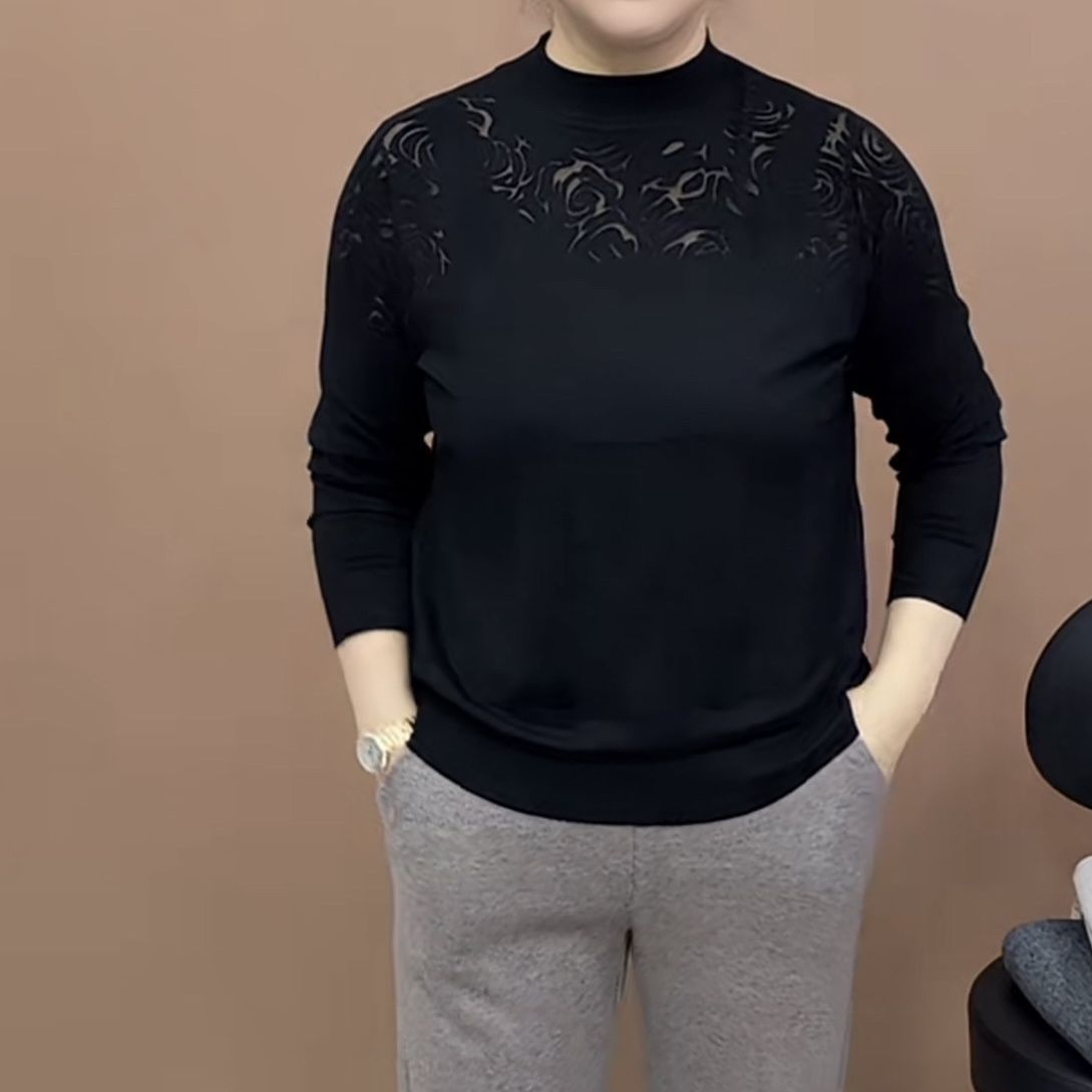 中年妈妈长袖小衫黑色打