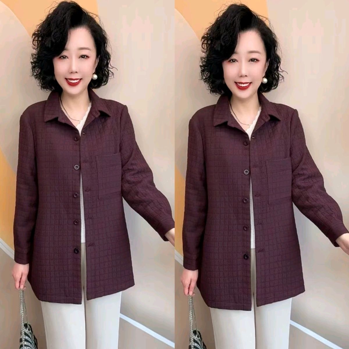 春秋中老年妈妈肌理暗格