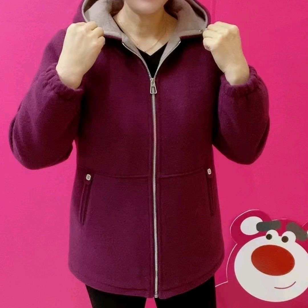 加绒加厚连帽外套女秋冬
