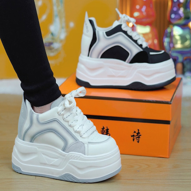 复古系带厚底小白鞋女2026春季新款小个子百搭9公分增高休闲板鞋,女鞋,休闲板鞋,淘宝优惠券,粉丝福利购,淘宝优惠卷