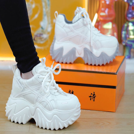 9cm小个子内增高厚底老爹鞋女款2026新款春季时尚网红百搭休闲鞋