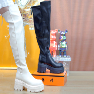 过膝靴松糕厚底2025秋冬款 拉链款 棉 9cm修饰大长腿瘦瘦长靴 单