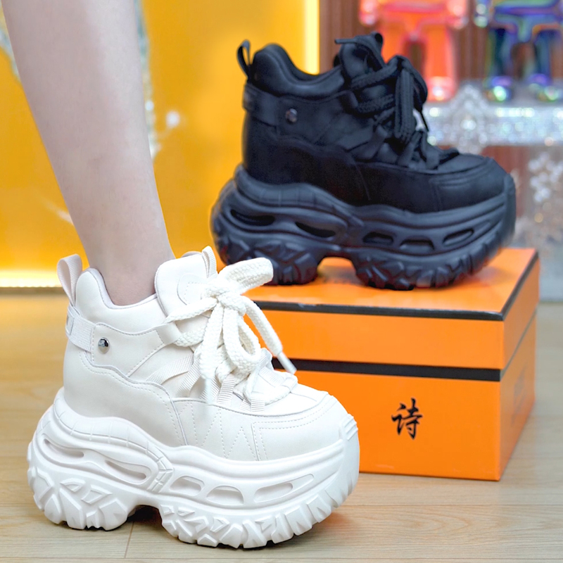 小个子系带厚底老爹鞋