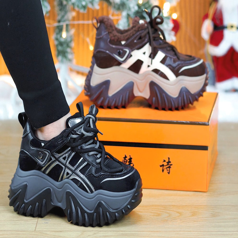 【单/棉】8cm厚底增高老爹鞋女2025冬季新款小个子韩版保暖运动鞋,女鞋,老爹鞋,淘宝优惠券,粉丝福利购,淘宝优惠卷