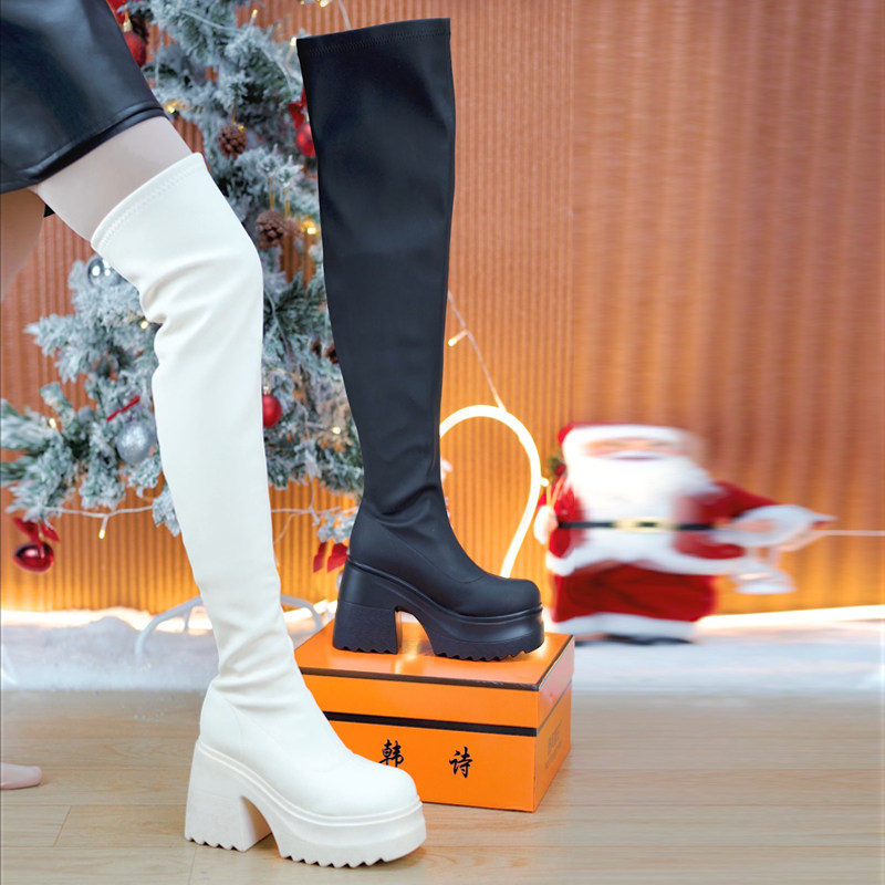 【单/棉】过膝长靴厚底骑士靴粗跟长筒增高靴女10cm小个子瘦瘦靴,女鞋,骑士靴,淘宝优惠券,粉丝福利购,淘宝优惠卷