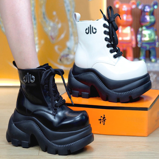 9cm小个子英伦风厚底马丁靴女2025秋季 轻便百搭增高显瘦短靴 新款