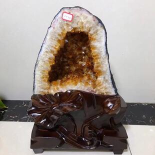 永韵天然巴西黄晶洞簇 黄水晶 原石黄色水晶摆件紫晶洞水晶球摆件