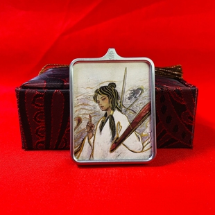 三坛海会哪吒手绘描金唐卡国潮古风创意时尚民族风复古吊坠项链