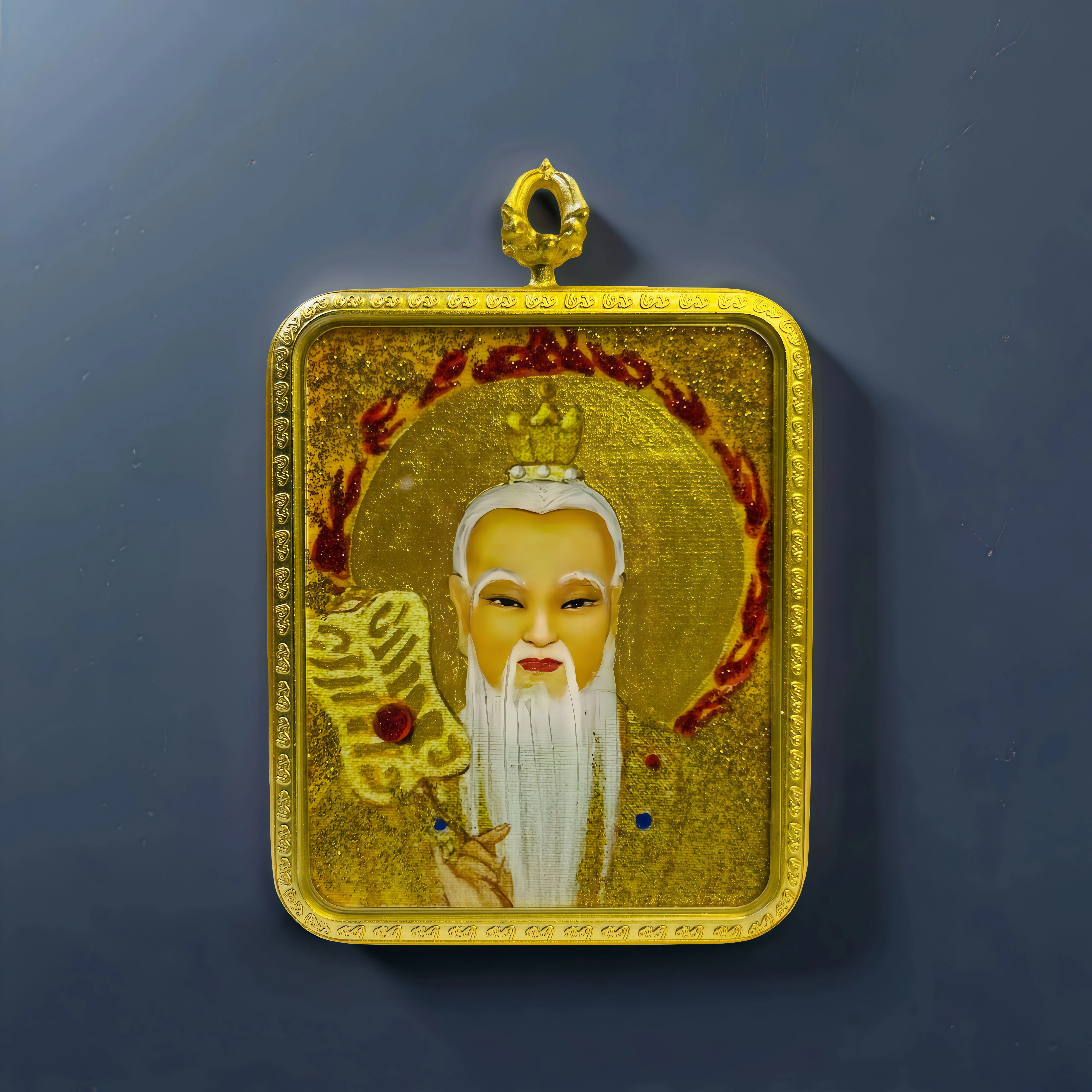 道家太清道德天尊手绘描金描银洒金工艺唐卡吊坠道牌正品送人礼物