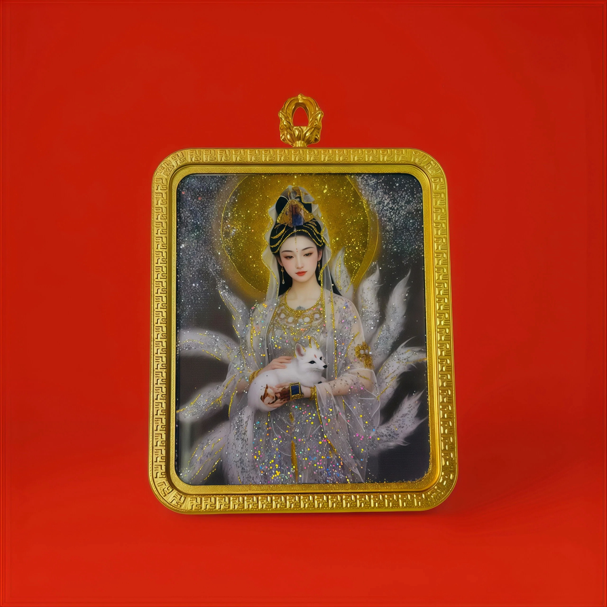 【正品唐卡】九尾狐吊坠项链梵仙山狐狸挂牌胡家供奉高档唐卡定制