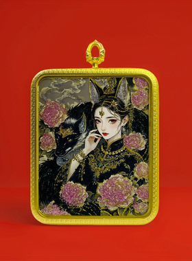 正品梵仙山九尾狐唐卡吊坠定制