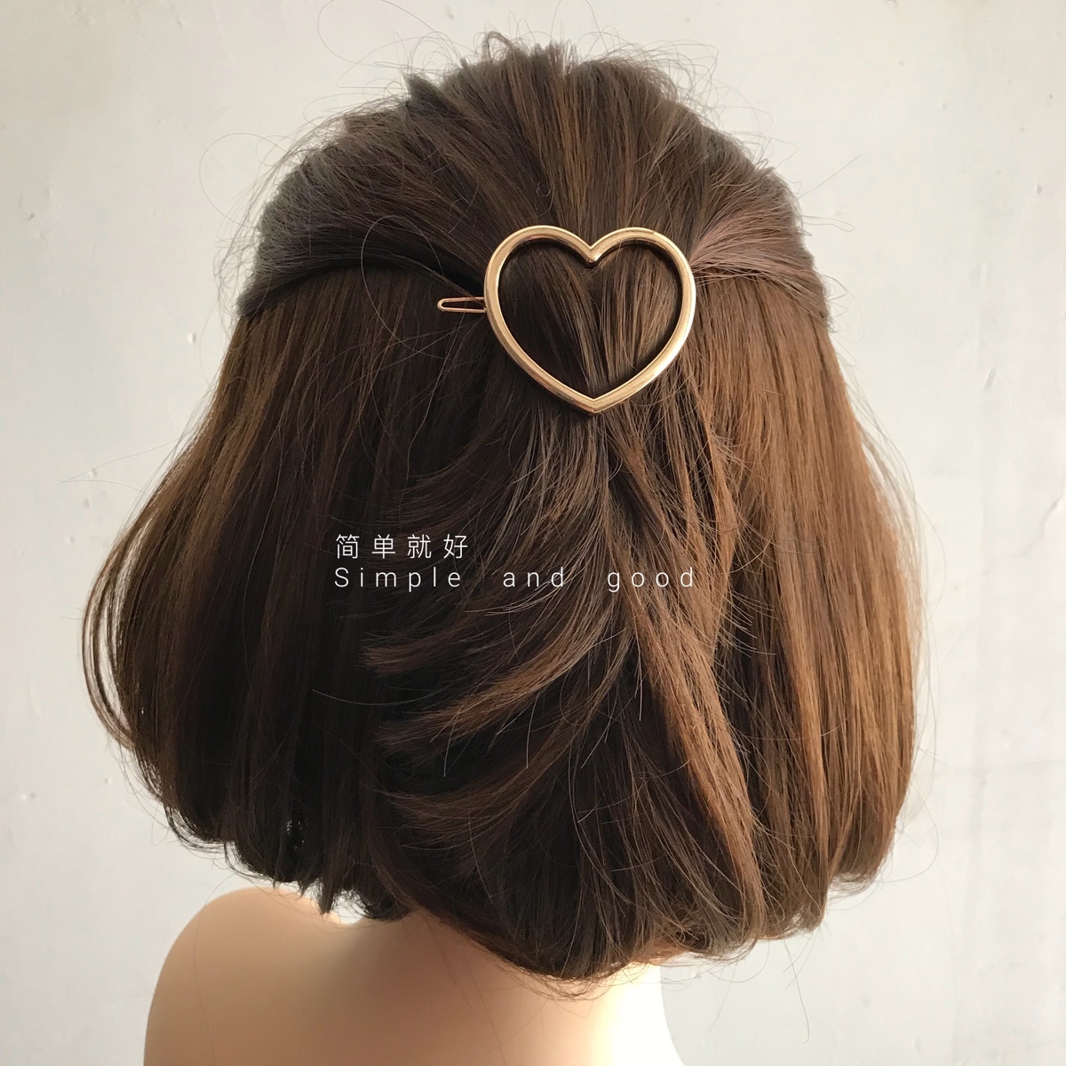 韩国百搭欧美极简镂空几何桃心爱心成人发夹边夹顶夹ins发饰扣夹